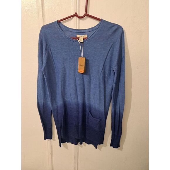 Gh Bass Womens Small Summer Weight Sweater Linen Beach Knit Blue Ombre - Picture 1 of 10